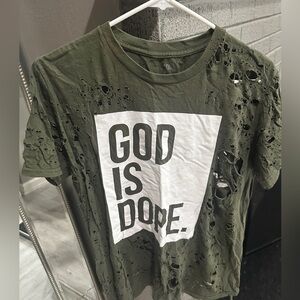 God Is Dope Olive Green T-Shirt
